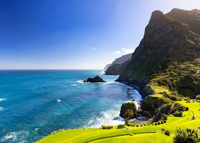 Coastal Mountain Landscape with Turquoise Sea, Madeira