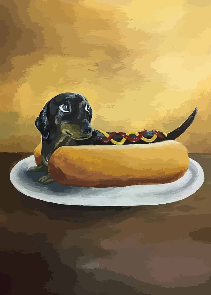 Dachshund Hotdog Painting