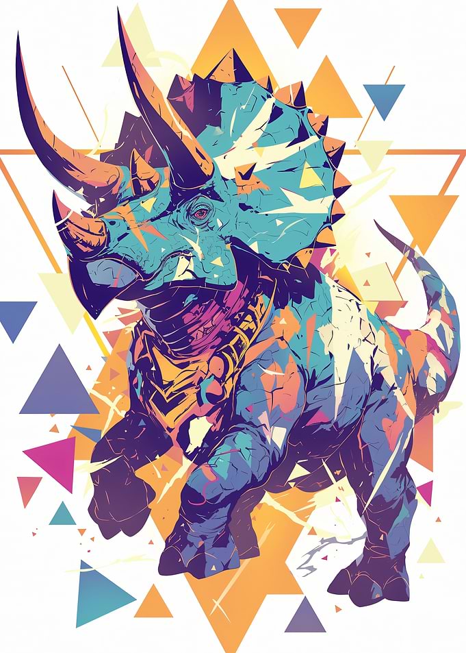 Geometric Triceratops Illustration