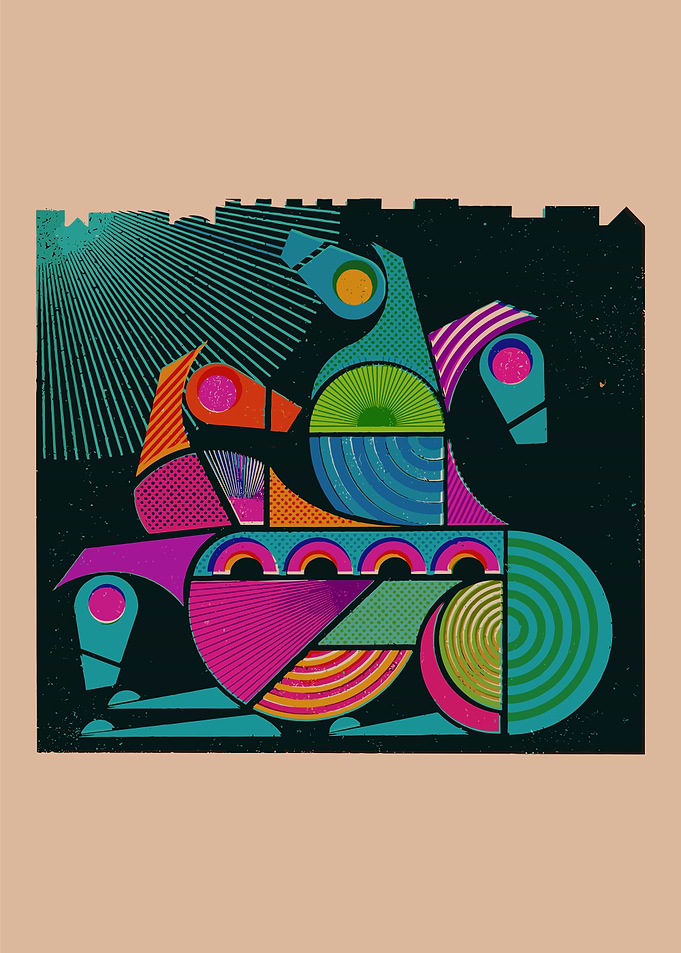 Abstract Knight on Horseback Illustration