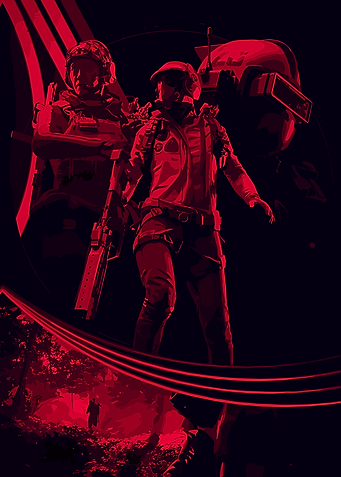 Futuristic Soldiers in Red