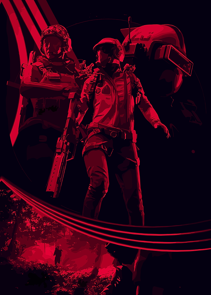 Futuristic Soldiers in Red