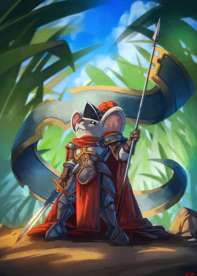 Mouse Knight with Flag