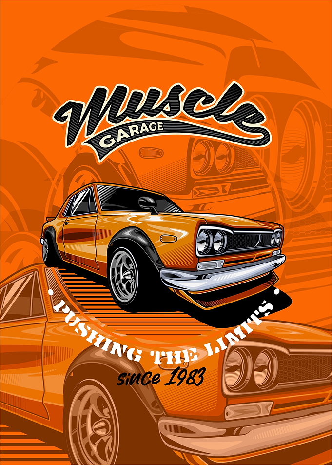 Muscle Garage Car Illustration