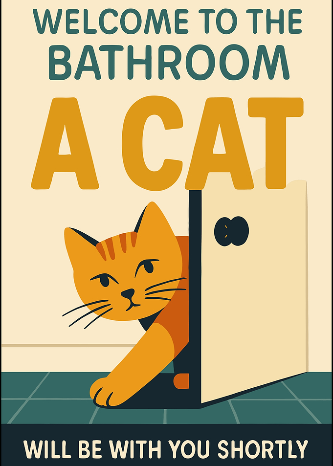 Bathroom Cat Funny Sign