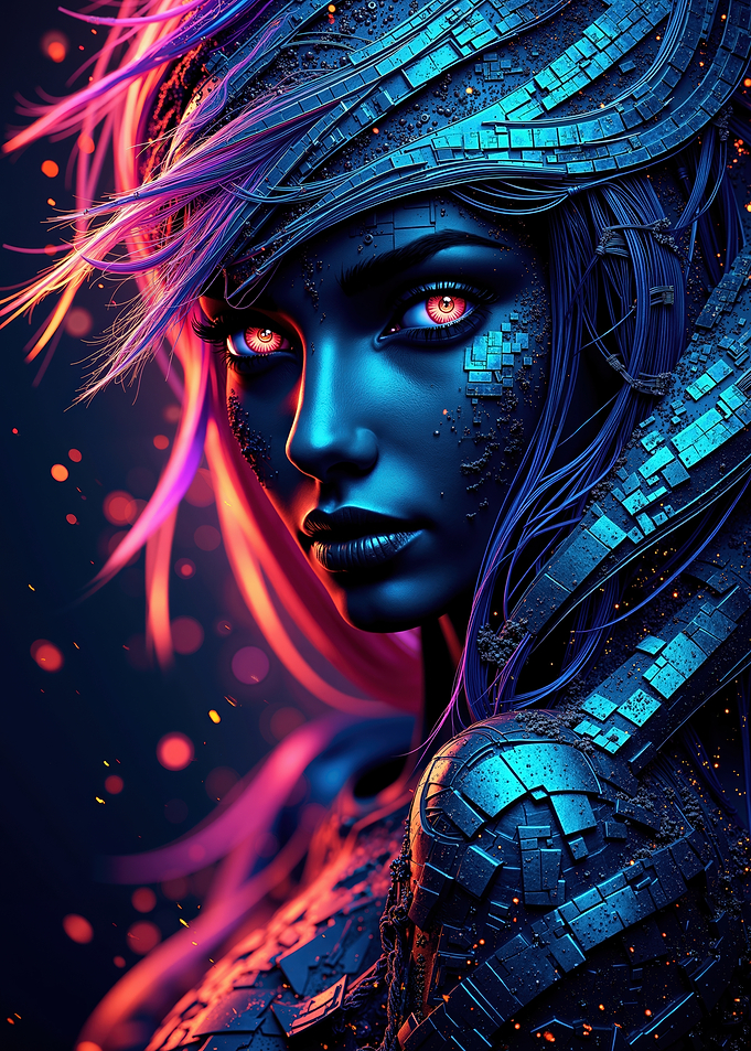 Cyberpunk Woman with Glowing Eyes