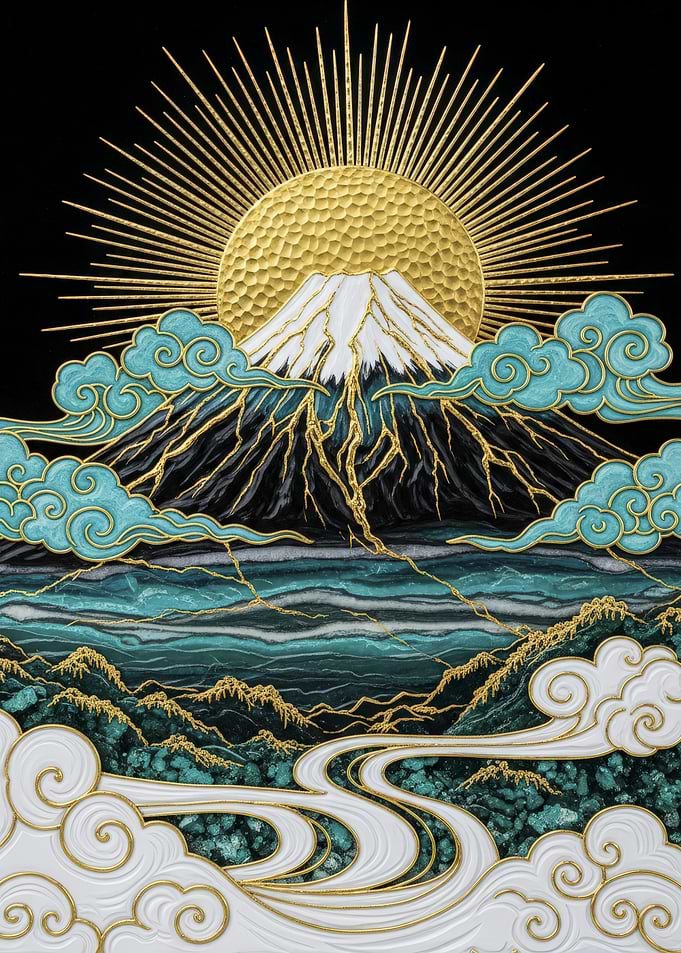 Mount Fuji Sunrise Landscape Art