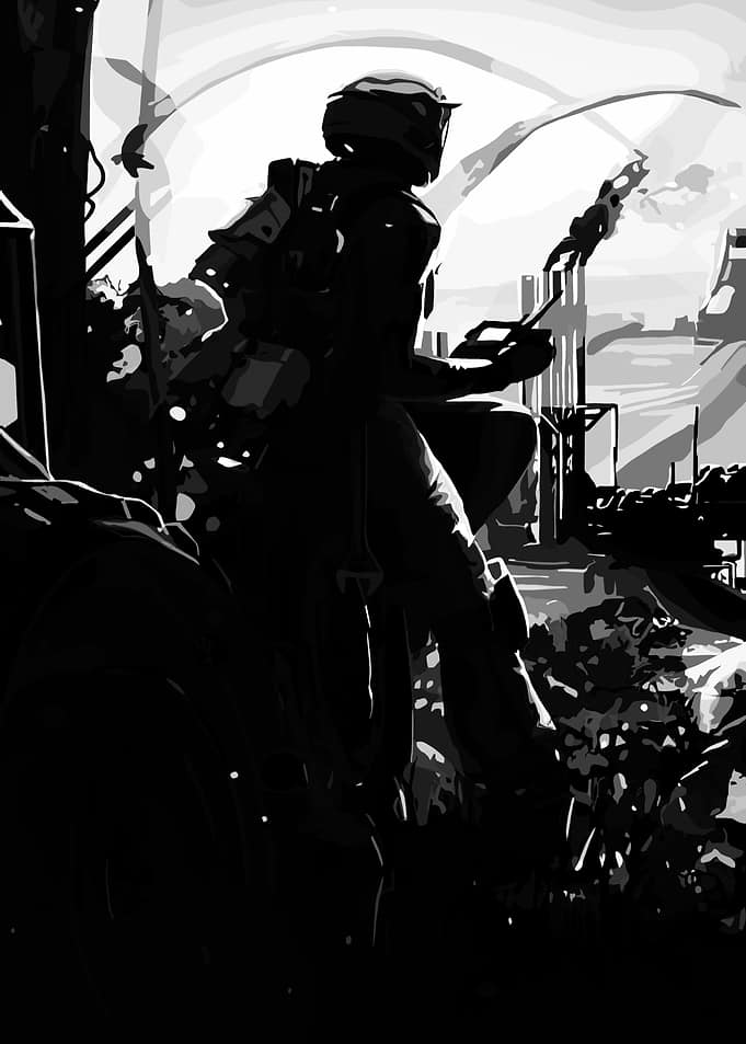 Halo Spartan in Black and White