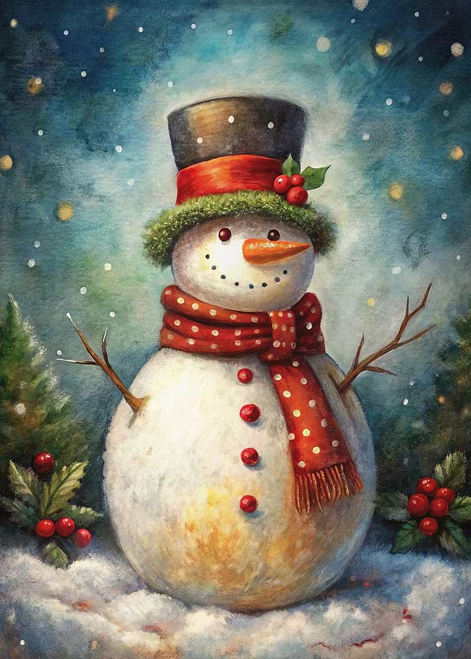 Festive Snowman in Winter Wonderland