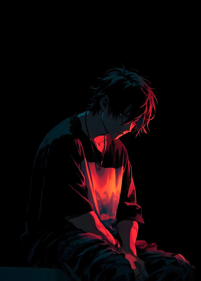 Anime Boy in Red and Blue