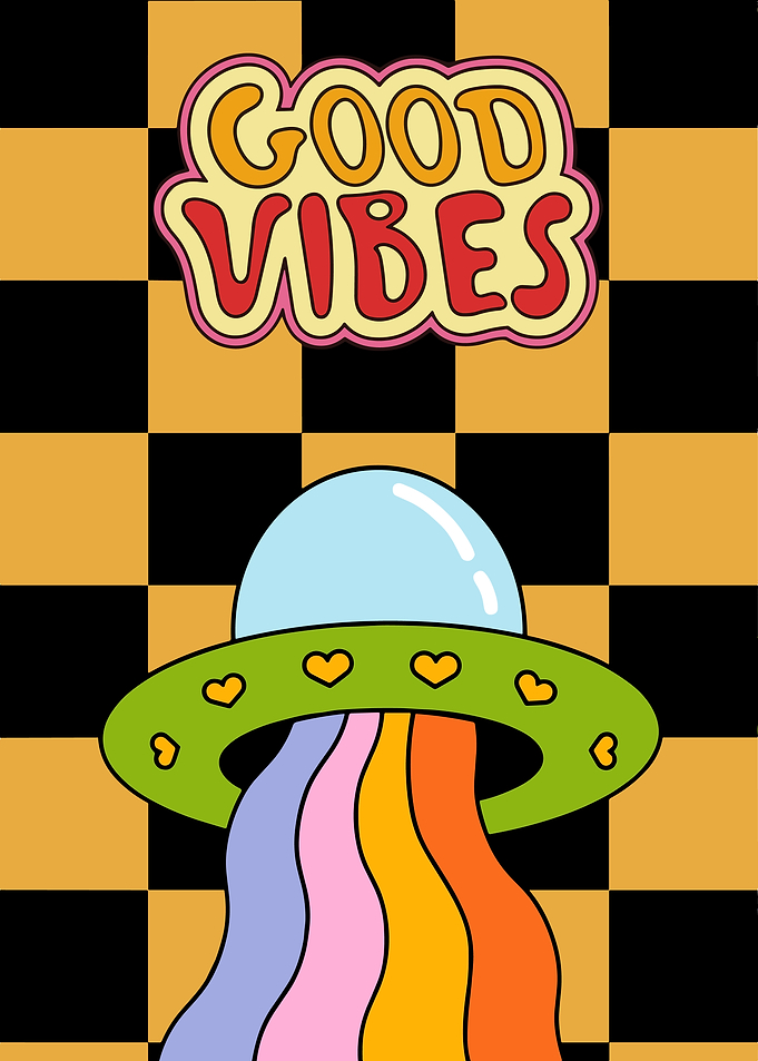 Good Vibes Retro UFO Art