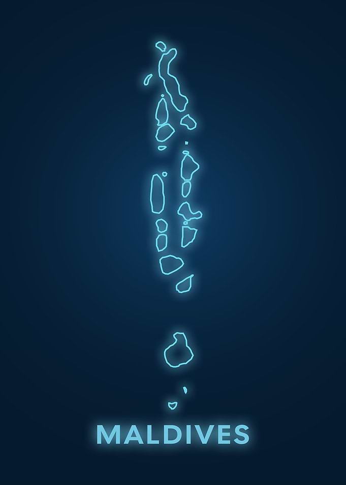 Maldives Neon Map