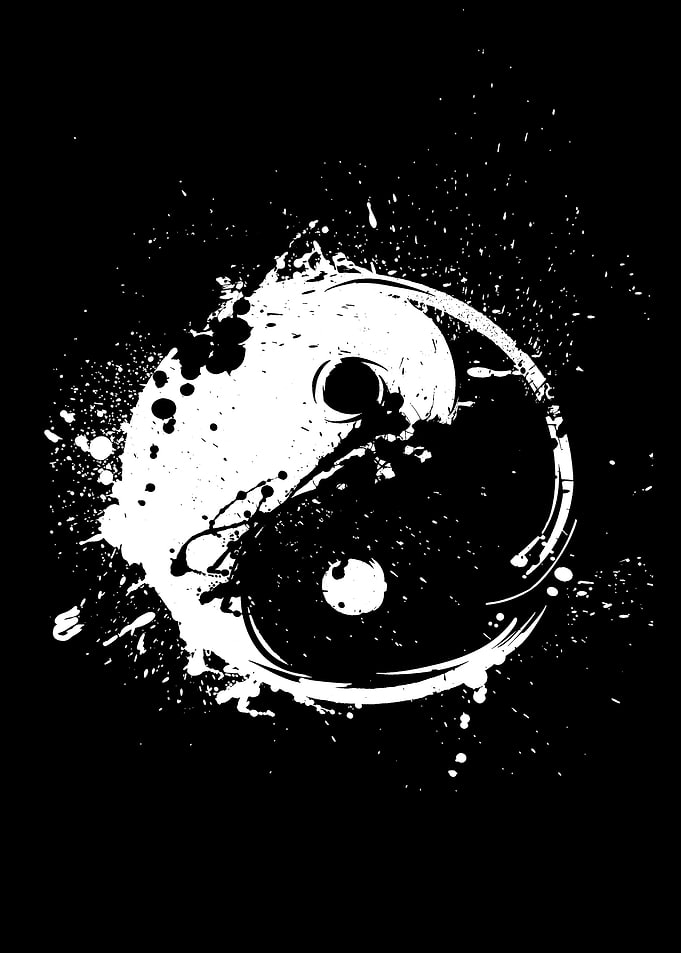 Yin Yang Symbol with Splatter Effect