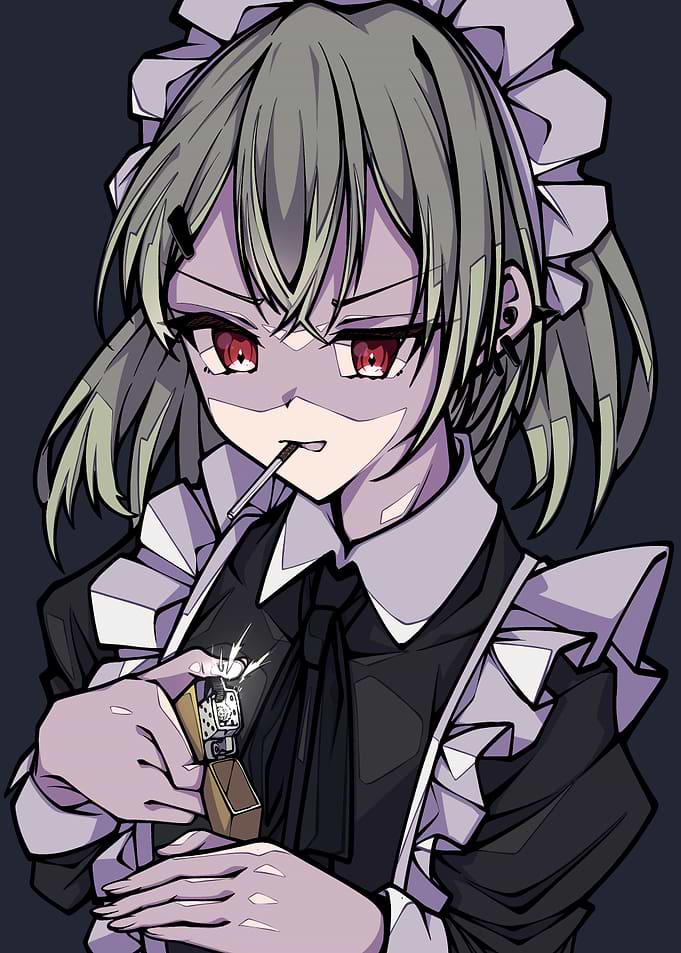 Anime Maid with Lighter