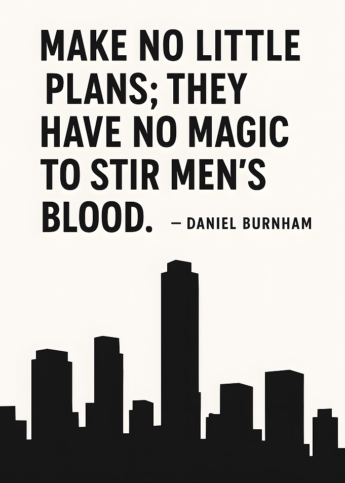 Inspirational Quote with Cityscape Silhouette