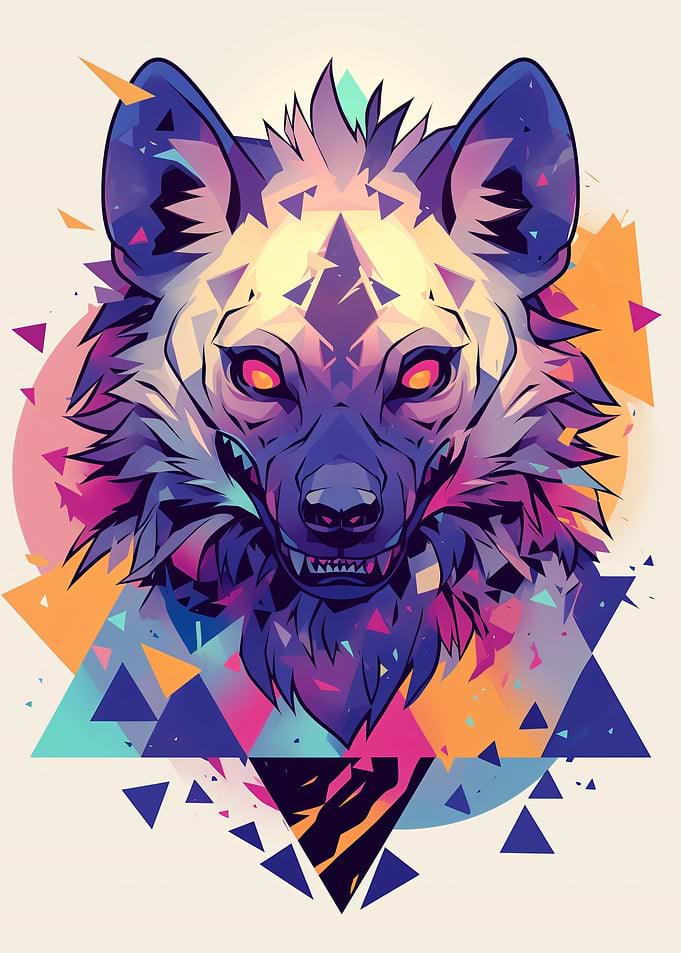 Colorful Hyena Geometric Art