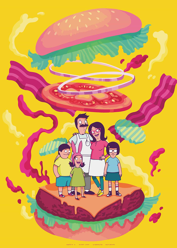 Bob's Burgers Family Burger Illustration