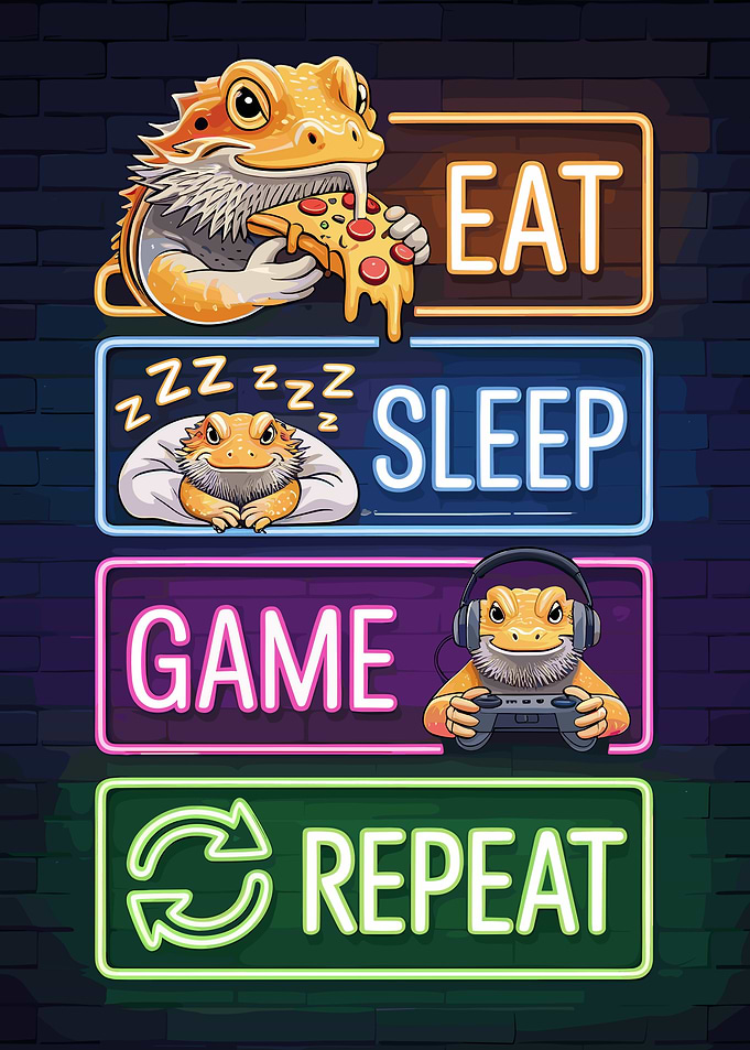 Eat Sleep Game Repeat Bearded Dragon