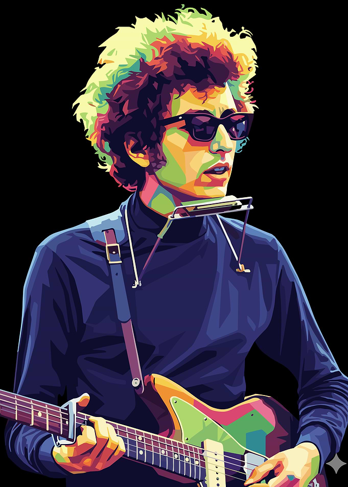 Bob Dylan Colorful Pop Art Portrait