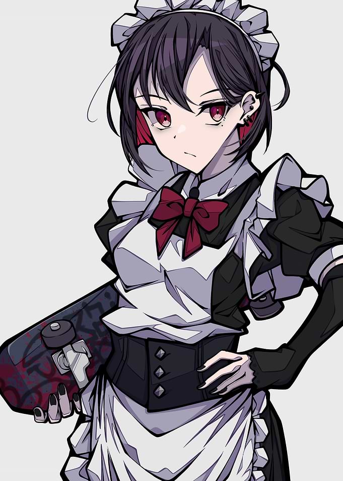 Anime Maid with Skateboard