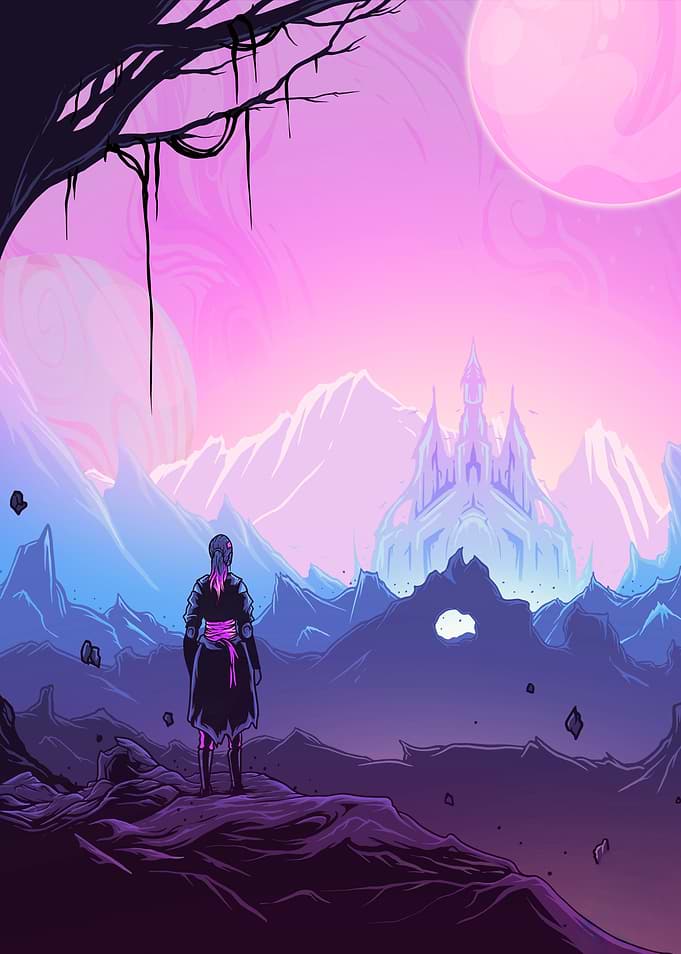 Fantasy Landscape with Castle and Figure