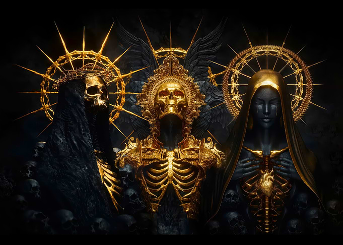 Golden Skeletons and Mourning Figure