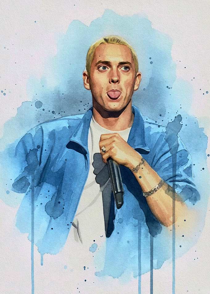 Rap God Watercolor Portrait