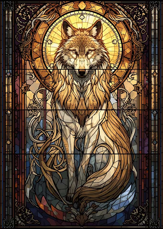 Stained Glass Wolf