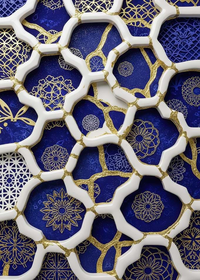 Blue and Gold Geometric Pattern