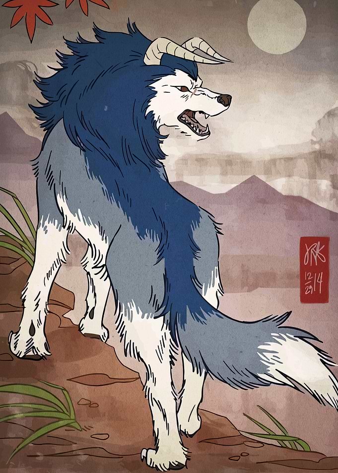 Horned Wolf Digital Art