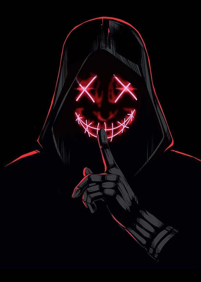 Hooded Figure with Glowing Mask