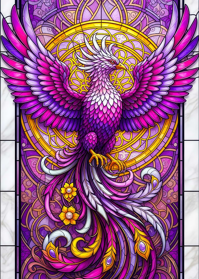 Stained Glass Phoenix Art