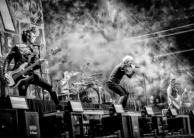 Black and White Rock Band Performance