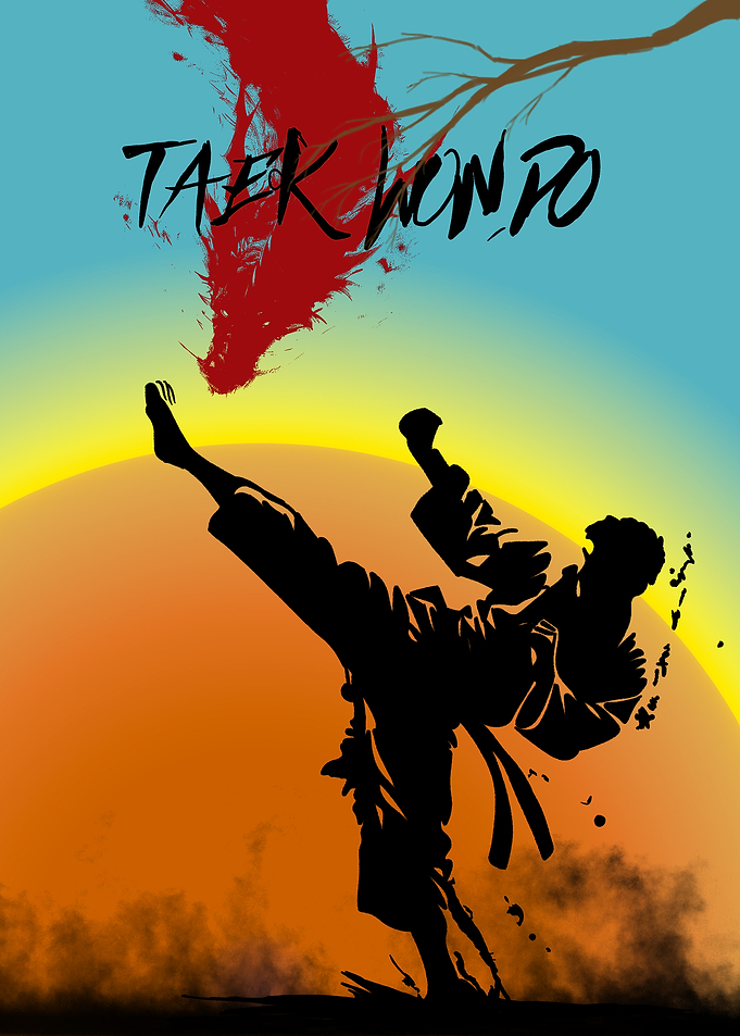 Taekwondo Silhouette Kick Martial Arts