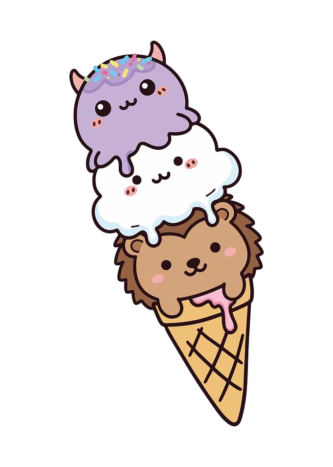 Cute Ice Cream Cone Cartoon Animal