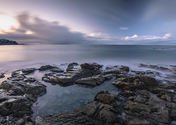 Rocky Coastline at Dusk