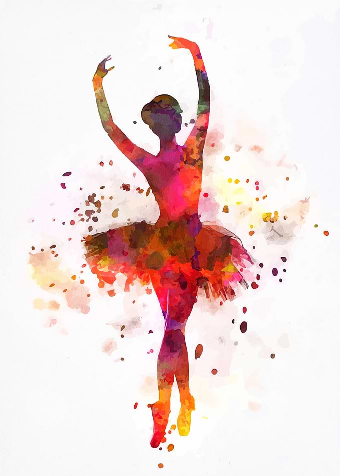 Watercolor Ballerina in Elegant Pose
