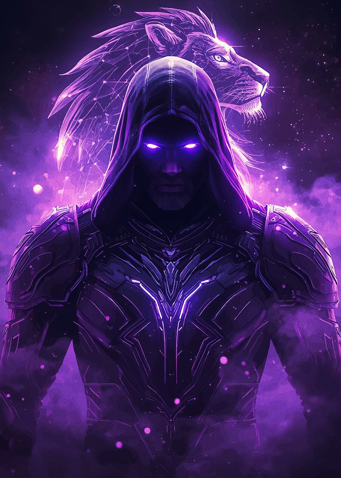 Purple Hooded Warrior Lion