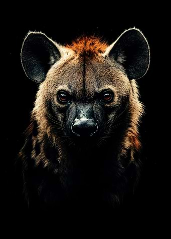 Hyena Portrait on Black Background