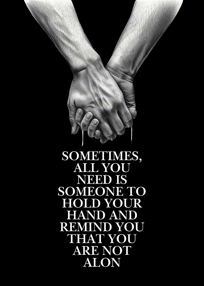 Holding Hands with Inspirational Quote