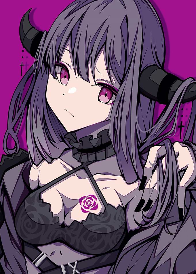 Anime Girl with Horns and Rose