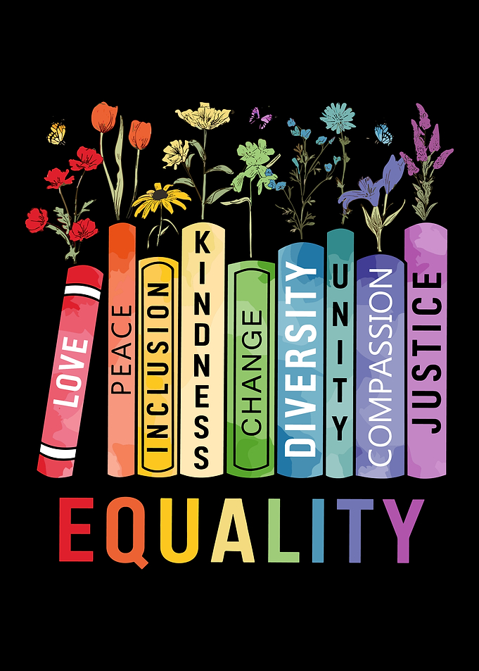 Equal Rights, Book Flower, Plant Lover, Social Justice, Equality Peace Love Kindness , Feminist Gift for Her