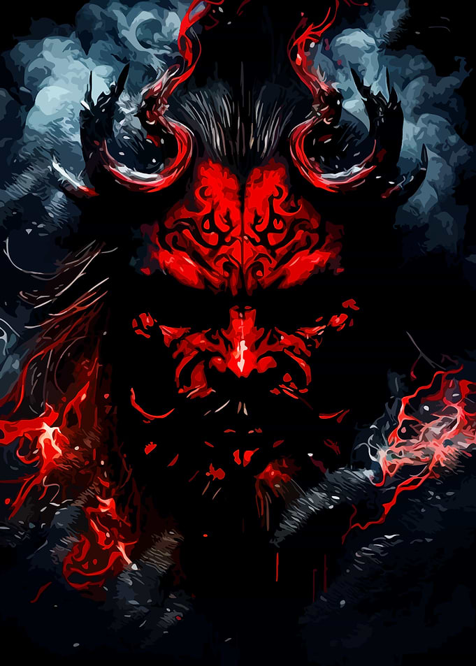 Red and Black Demon Portrait