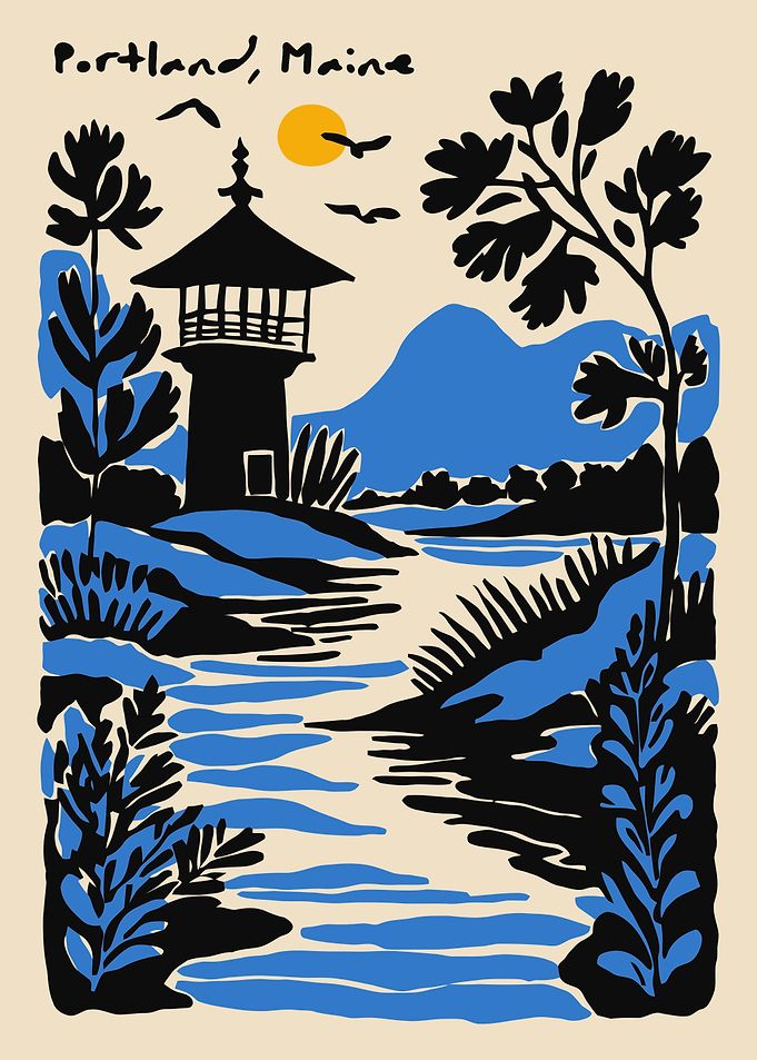 Portland, Maine landscape illustration