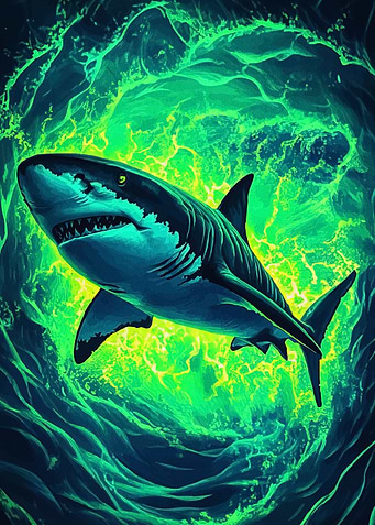 Shark in Green Energy Vortex