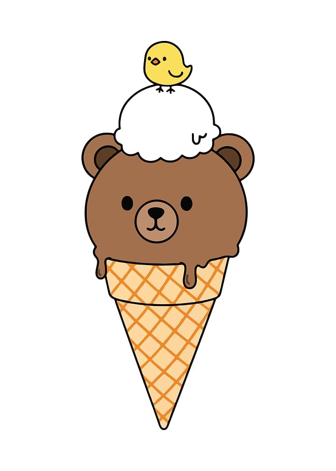 Bear Ice Cream with Bird Topping