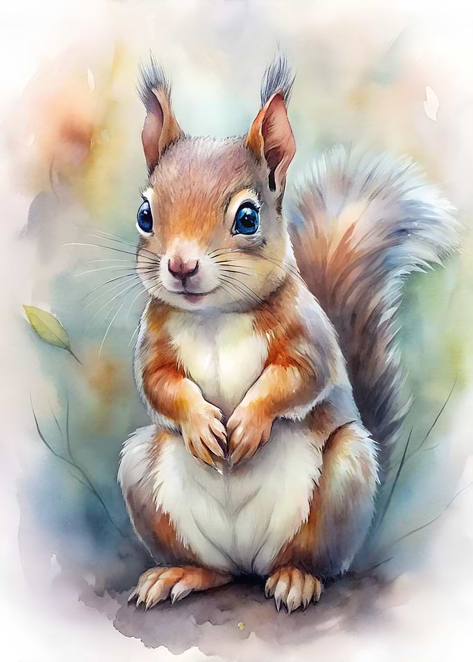 Watercolor Squirrel Portrait