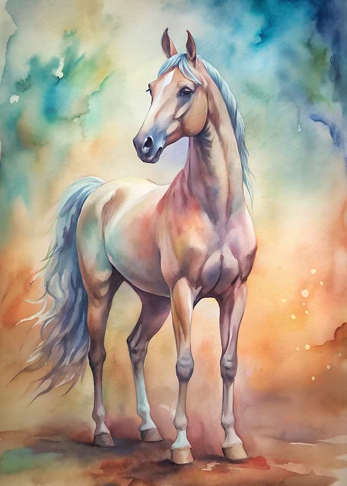 Watercolor Horse Portrait