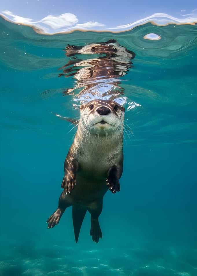 Otter Swimming Underwater