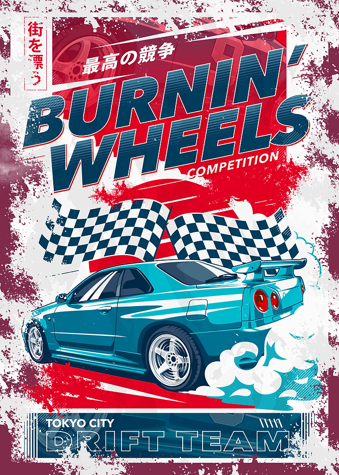 Burnin' Wheels Competition Car Poster